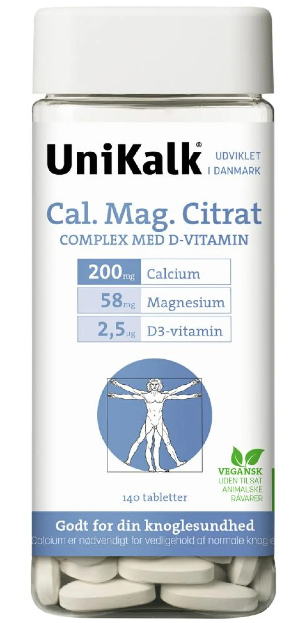 Cal. Mag Citrat - Kalk 200 mg, Magnesium 58 mg og D-vitamin 2,5 µg