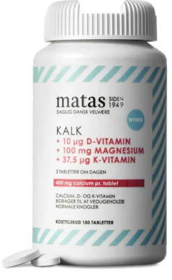 Kalk 400 mg + Magnesium 100 mg + D-vitamin 10 µg + K-vitamin 37,5 µg