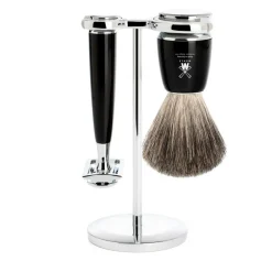 Mühle Barbersæt med DE-Skraber, holder, kost SORT