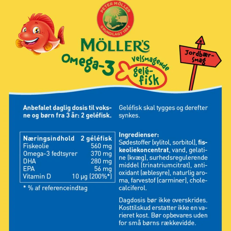 Omega-3 gelé-fisk med jordbærsmag