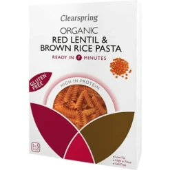 Pasta af røde linser & brune ris