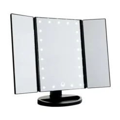 Three Panel LED Lighted Makeup Mirror