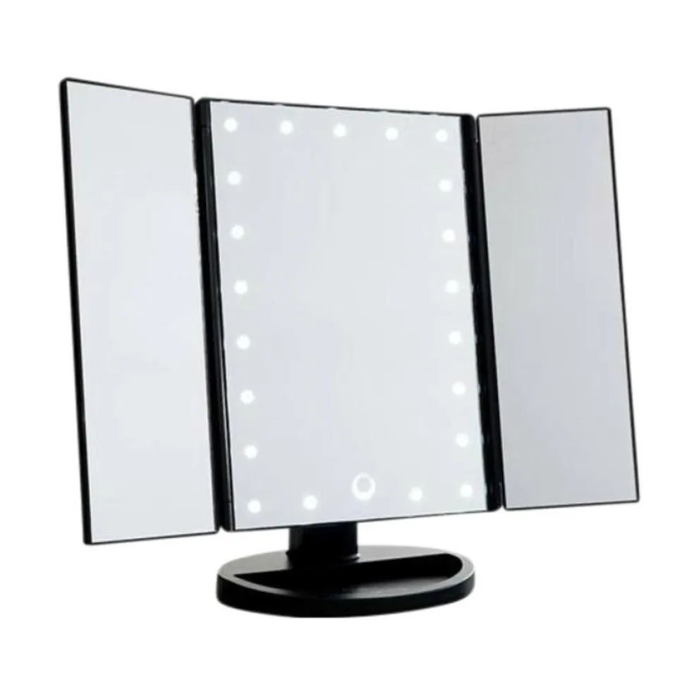 Three Panel LED Lighted Makeup Mirror