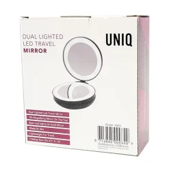 Tri-fold Kompakt Rejsespejl med LED